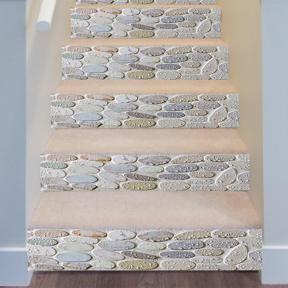 6 Stck Abnehmbare Treppen Aufkleber Treppe Schritt Selbst-Klebstoff Wasserdicht PVC Treppen Hause Dekoration Aufkleber Kopfstein aufbringen