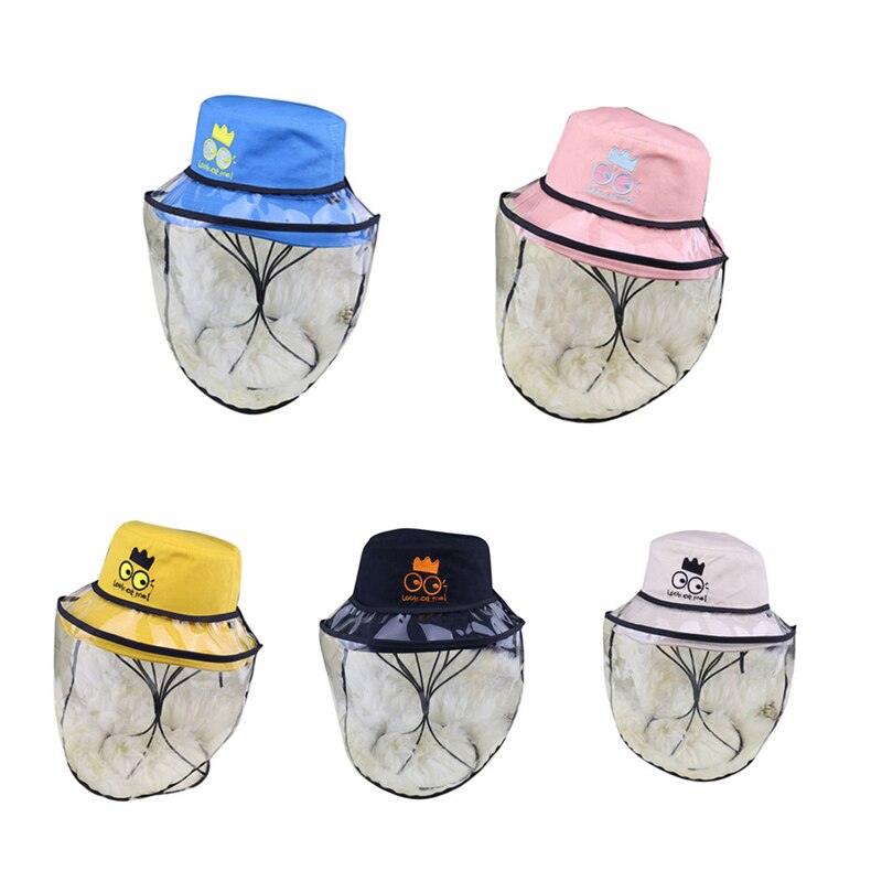 Skyddshatt barn barn tecknad söt hinkhatt anti-spott stänk uv vindmössor med genomskinlig ansiktsskärm