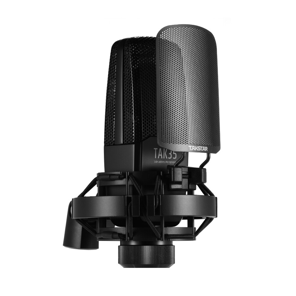 TAKSTAR TAK35 Recording Microphone Condenser Cardioid Mic with Metal Windscreen Shock Mount Network Karaoke Live