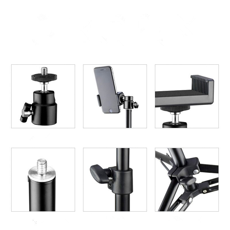 50/160/200Cm Foto Studio Verlichting Stand Opvouwbare Ring Licht Statief 1/4 Schroef Verstelbare Fotografische Lamp Camera telefoon Statief