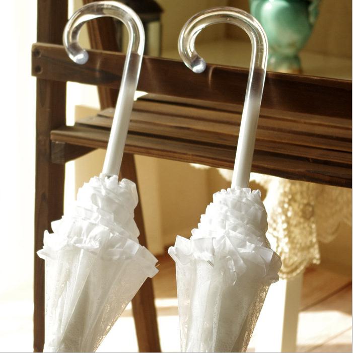 Parapluie en dentelle blanche à Long manche | Parapluie en forme de champignon, parapluie mignon princesse de mariage, parapluie dôme Transparent en dentelle