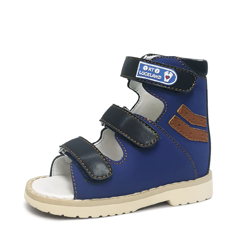 Sandales d'été pour enfants, chaussures orthopédiques pour garçons, , bleu, respirantes, légères, en cuir Nubuck, Support d'arc