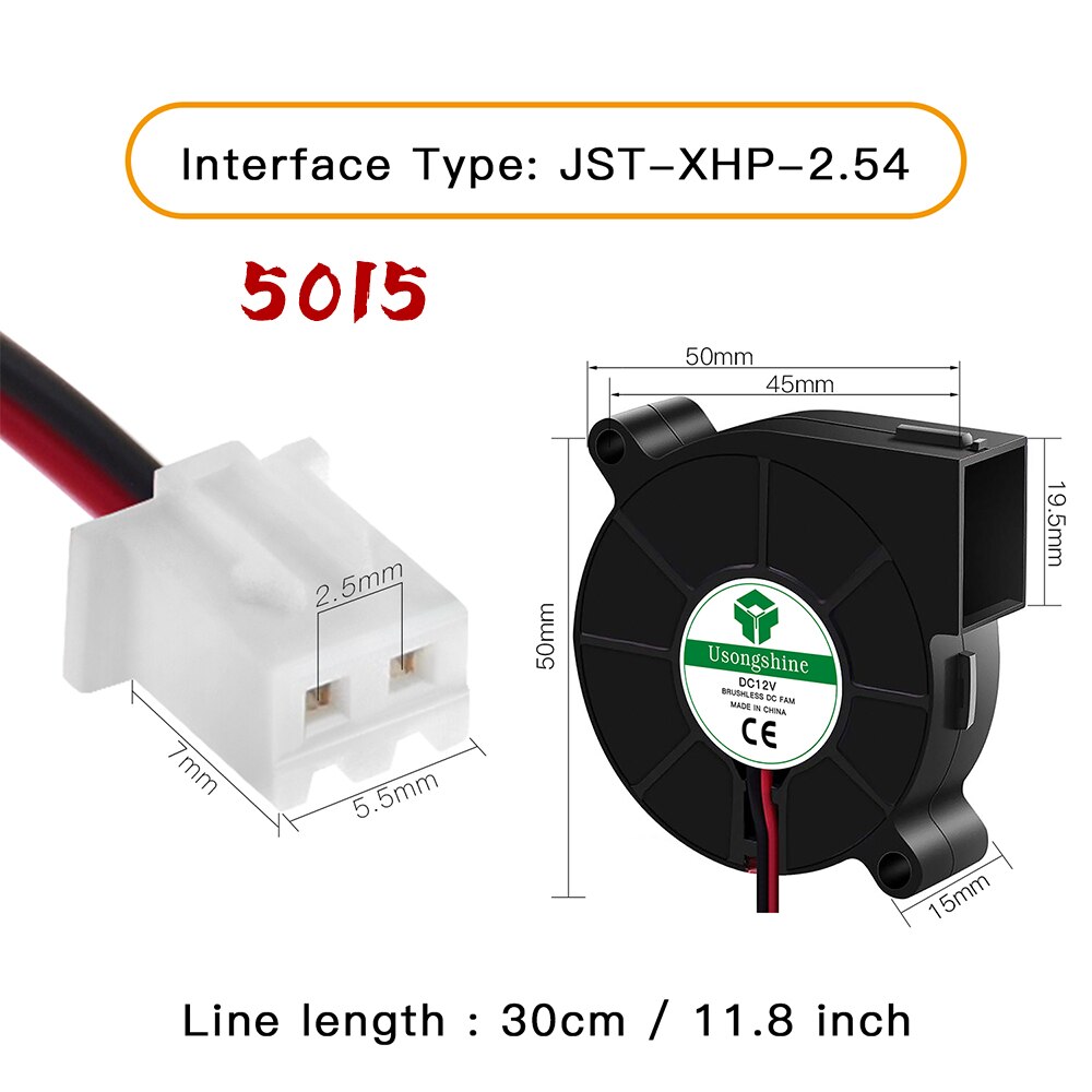 3010 4010 4020 5010 5015 5V 12V 24V ventilateur Turbo de refroidissement pièces d'imprimante 3D sans brosse 2Pin pour extrudeuse ventilateurs de refroidissement cc