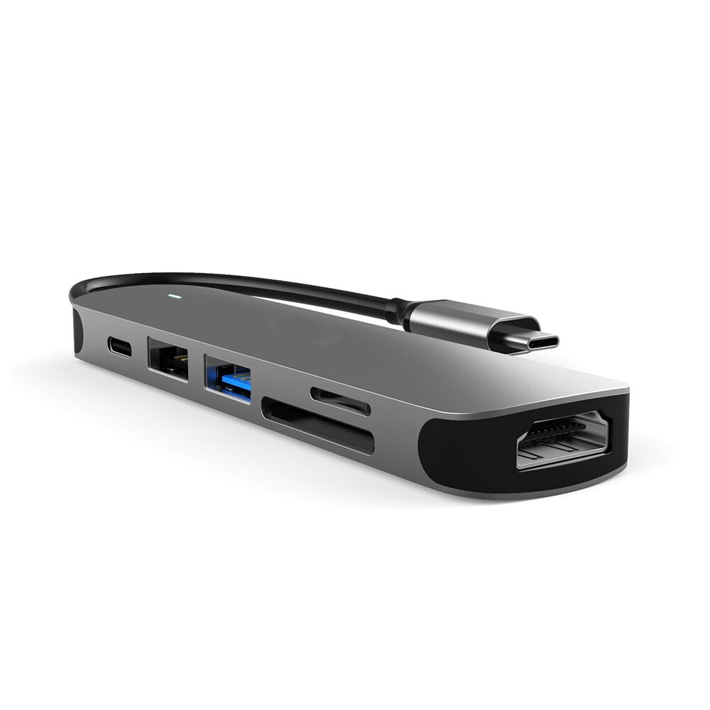 6 In 1 TYPE-C Hub Converter Usb 2.0 Usb 3.0 Sd Tf Reader 4K Hdmi Pd Splitter Meerdere Hoge snelheid Expander Adapter