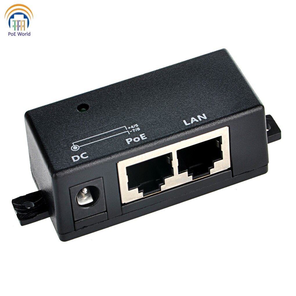 Passive PoE injector 10/100 Power over Ethernet injector Shielded RJ-45 LAN+POE & 2.1mm*5.5mm power connector