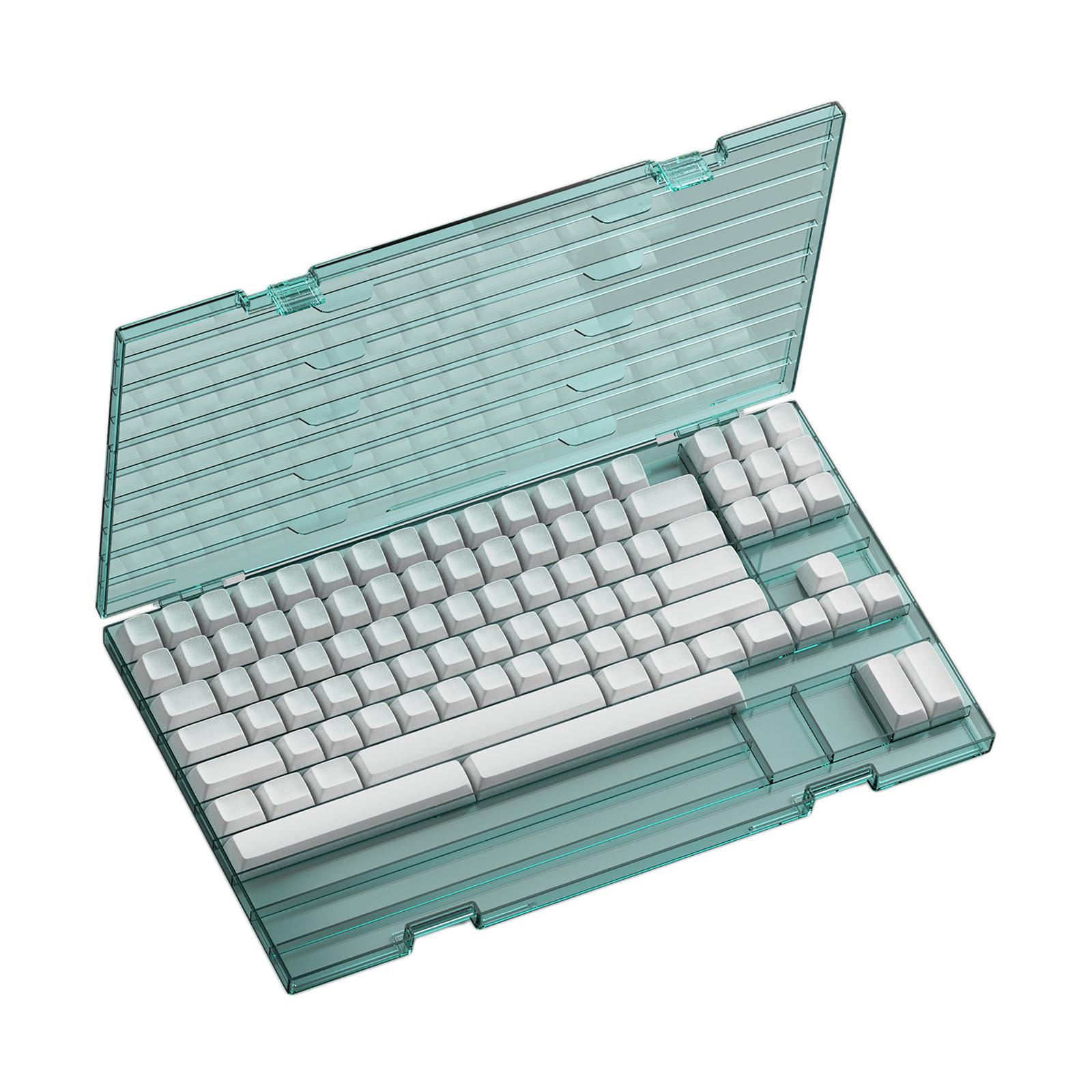 Transparent Keycap Storage Box With Cover DIY Keycaps Set Display Organizing Lids Bins Sheet Keyboard Profile Collection Case: Cyan for SA