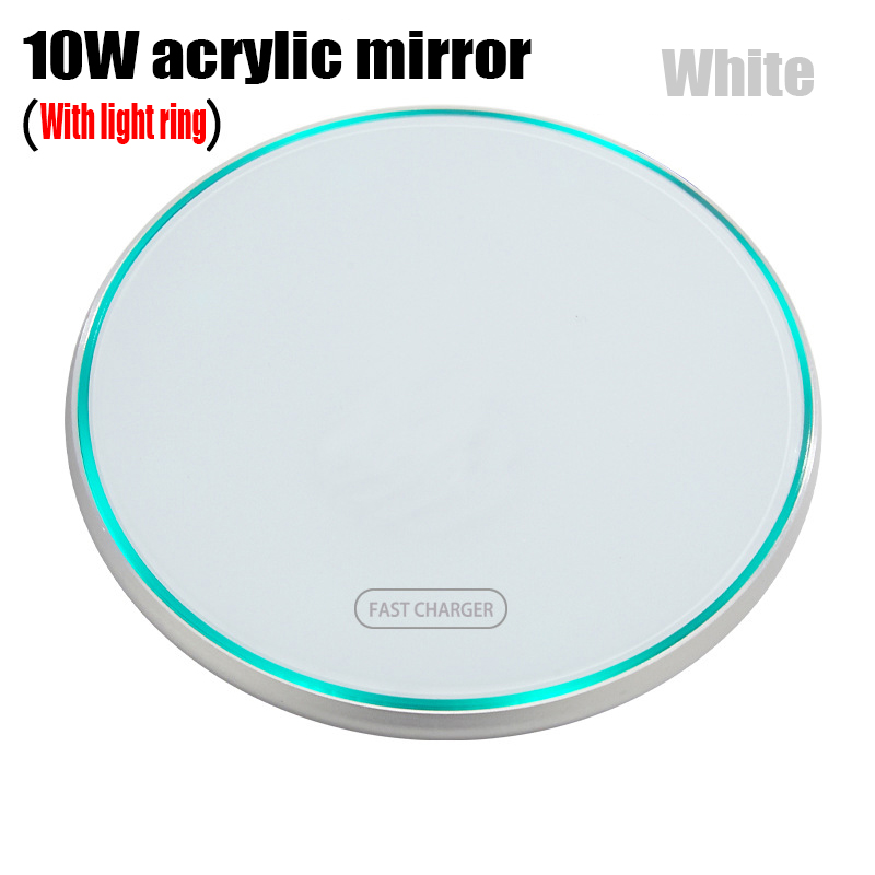 Qi wireless fast charger ultra-thin metal pad 15W wireless fast charger for iPhone13por Huawei Android Samsung S9 Note8 adapter: 06 Mirror white