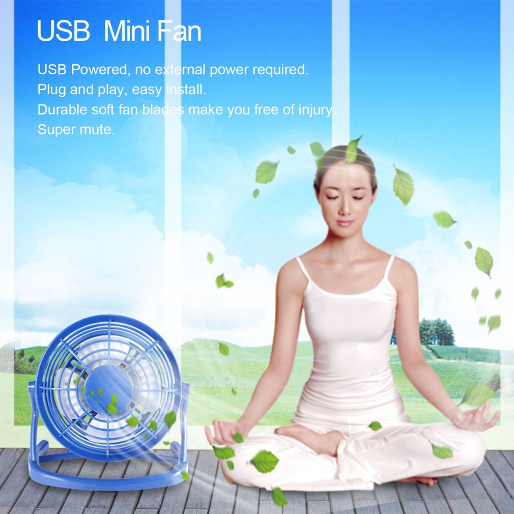 Draagbare Dc 5V Kleine Desk Usb 4 Blades Cooler Cooling Fan Usb Mini Fans Bediening Super Mute Stille Pc/Laptop/Notebook