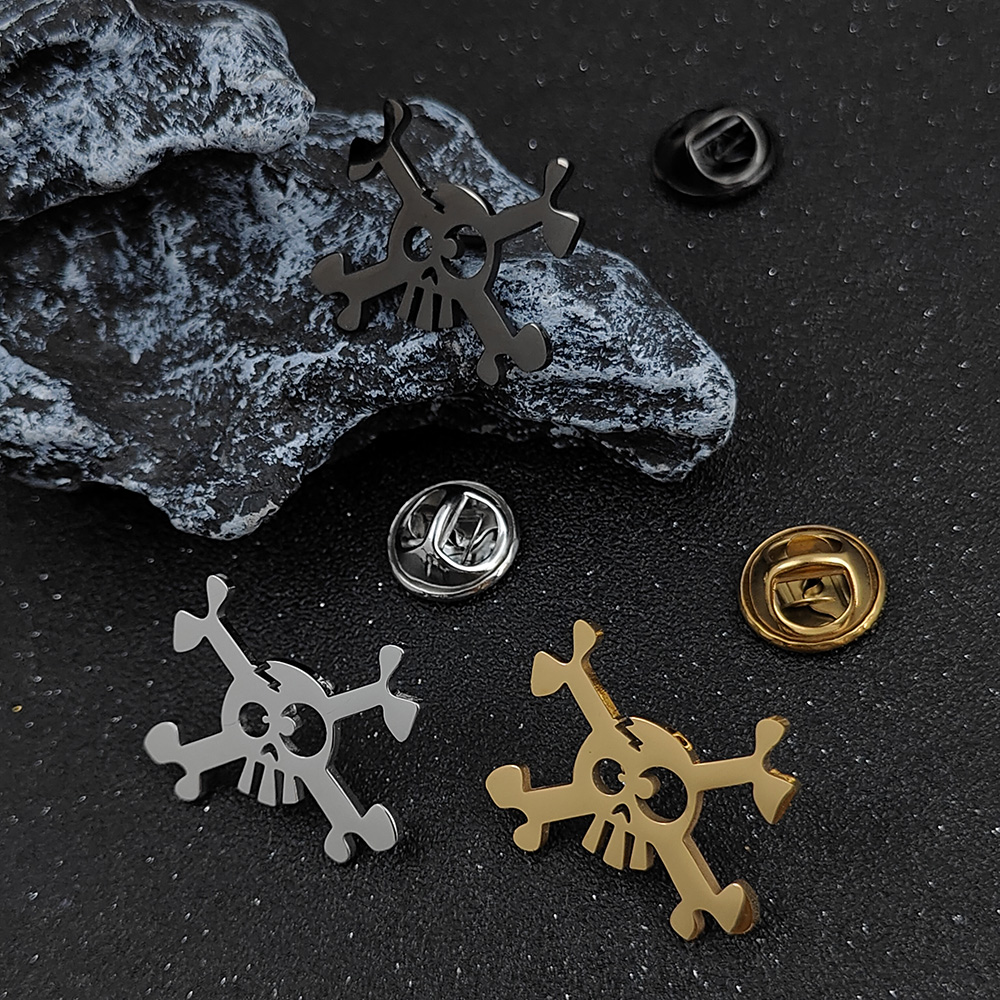 Broches de símbolo de calavera clásica para hombres, Pin de insignia de señal de peligro de acero inoxidable Punk, broche de Hip Hop, accesorios de de Rock