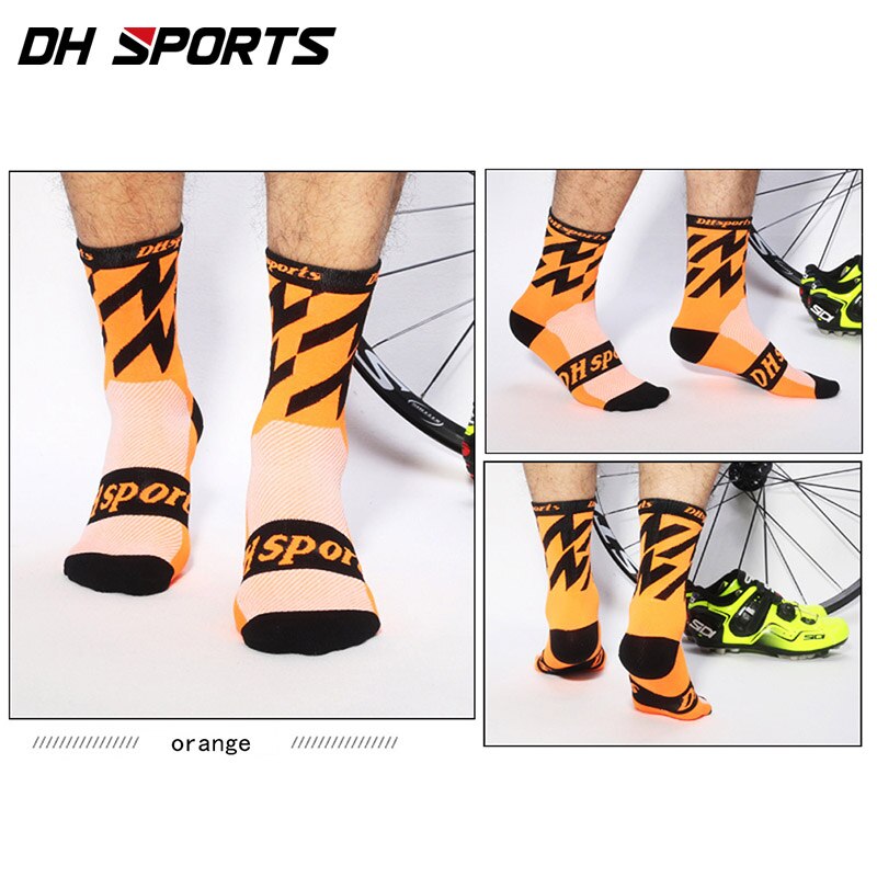 Real Dh Sports Elite Cycling Socks Outdoor Leisure Exercise Training Breathable Plus Stockings Sock Bike Clubs For Man: Orange / EU 39-45