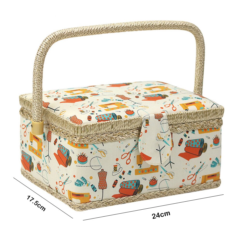 Knitting Organizer Basket Craft Sewing Tool Needle Thread Basket Fabric Household Sewing Box Organizer with Sewing Bag