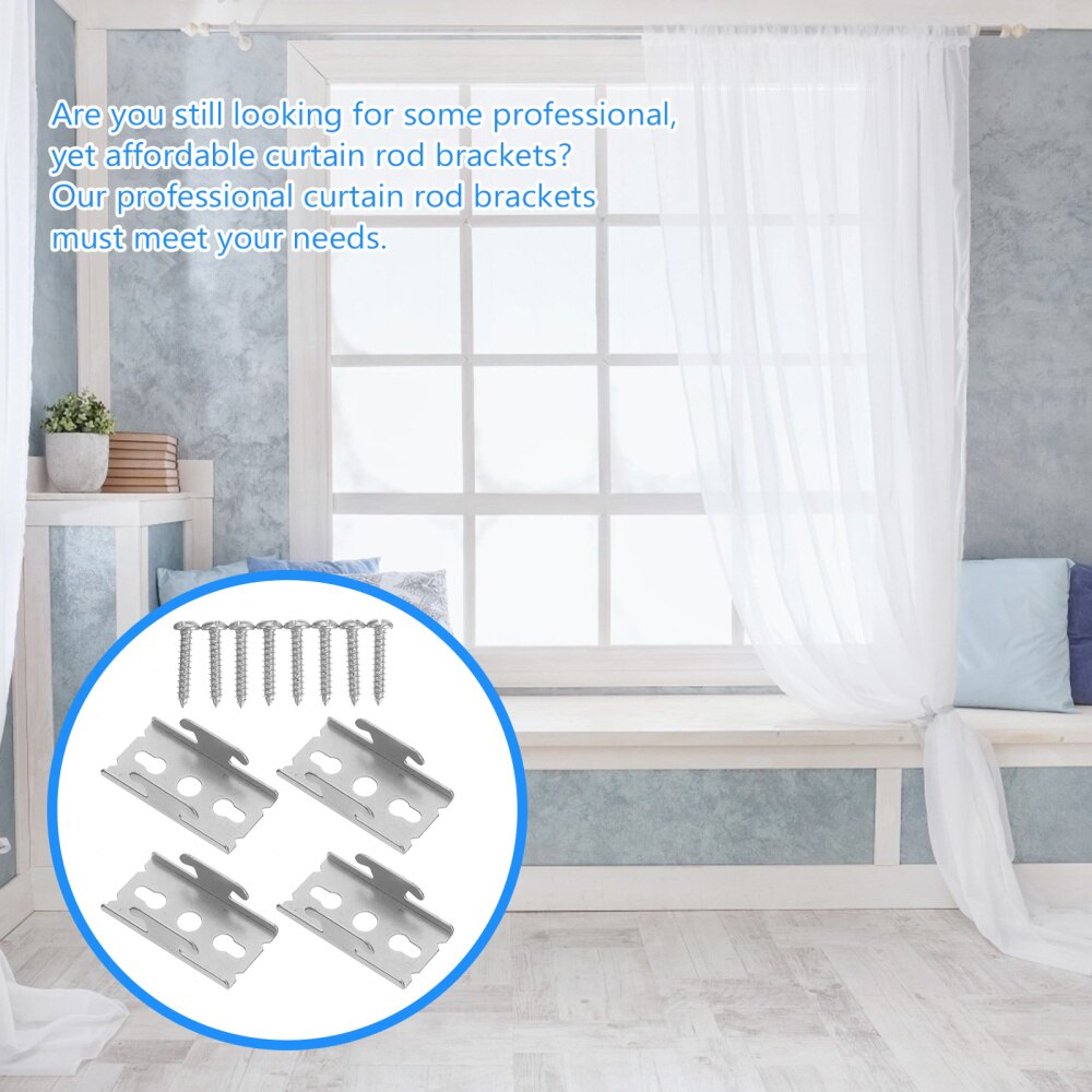 2 sets Iron Curtain Rod Brackets Vintage Window Double Curtain Rod Brackets