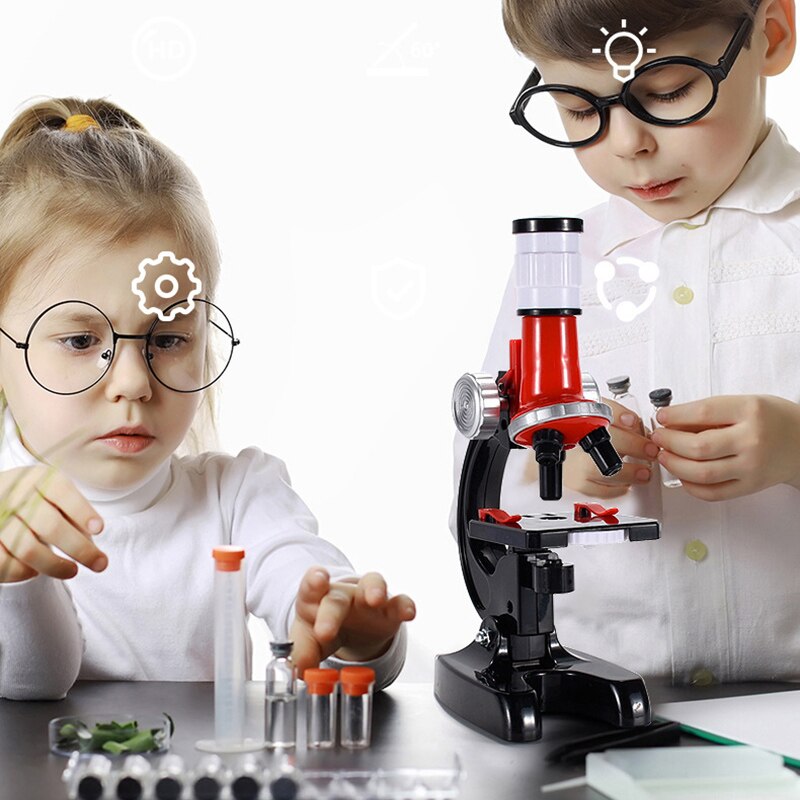 Verlichte Kids Microscoop 1200X Zoom Monoculaire Biologische Microscoop Beginner Kinderen Student Kids Educatief Speelgoed Microscoop