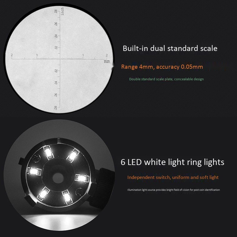 caldo-50X mini Microscopio della Tasca Illuminato Giadeite Dei Monili di Giada Valutazione di Identificazione Lente di Ingrandimento di Metallo Tenuto in Mano Lente di Ingrandimento Gl