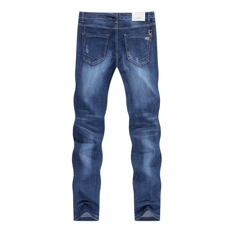 Kstun jeans herr slim fit blå sommar tunna slitna jeans herr streetwear hip hop jeansbyxor herrkläder