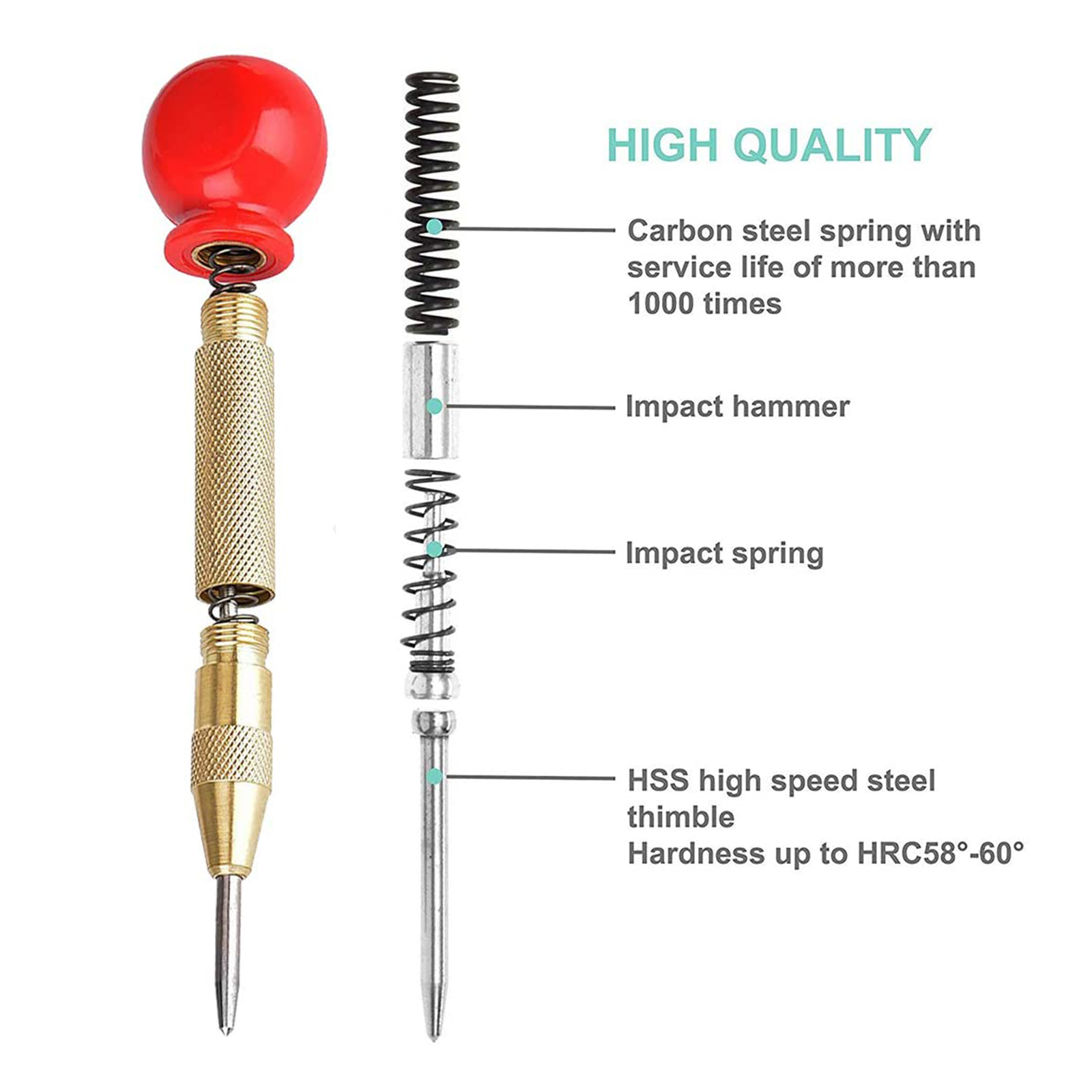 Automatic Center Pin Punch Spring Marking Holes Tool Wood Press Dent Marker Woodworking Tools For Kerner Center Punch Drill