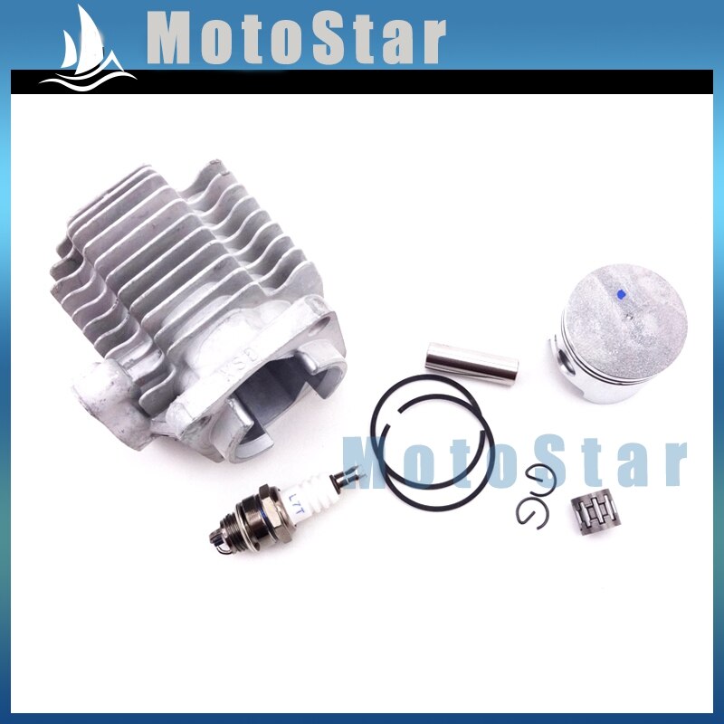 3 Electrode L7T Spark Plug + 40mm Cylinder Head + 10mm Piston Pin Ring For 47cc 2 Stroke Engine Mini Quad ATV Pocket Dirt Bike