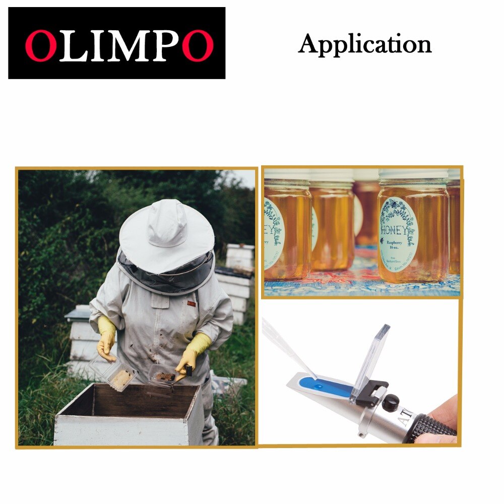 Olimpo Hand Refractometer Honing Met 58-92% Brix 13-27% Water 38-43% Baume Honing Vocht Tester homebrew Imker