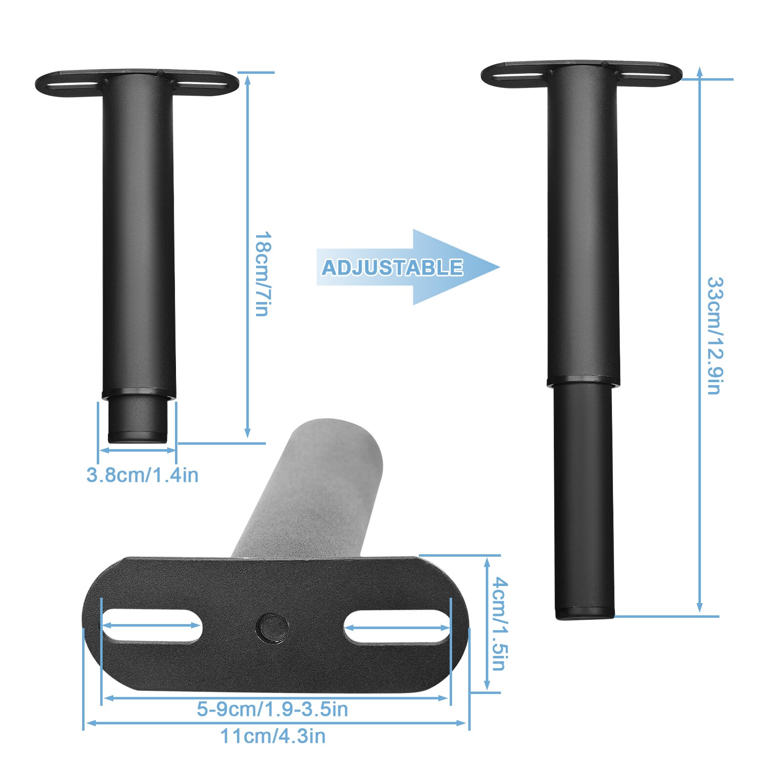 Adjustable Bed Legs Heavy Duty Bed Center Frame Slatted Retractable Support Legs Metal Furniture Support Feet Replacement Parts