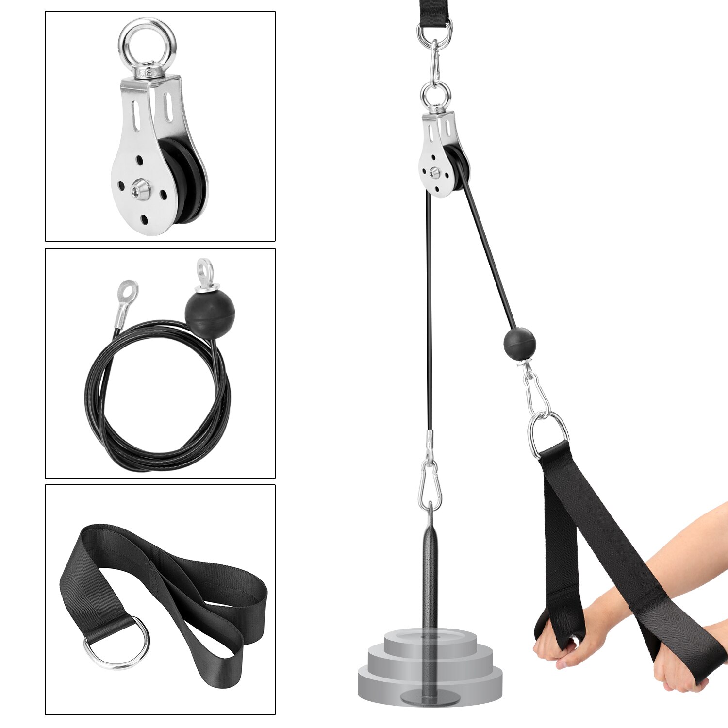 Fitness gør-det-selv remskive kabel maskine fastgørelsessystem læssestift løft gym træning arm biceps triceps håndtræningsudstyr