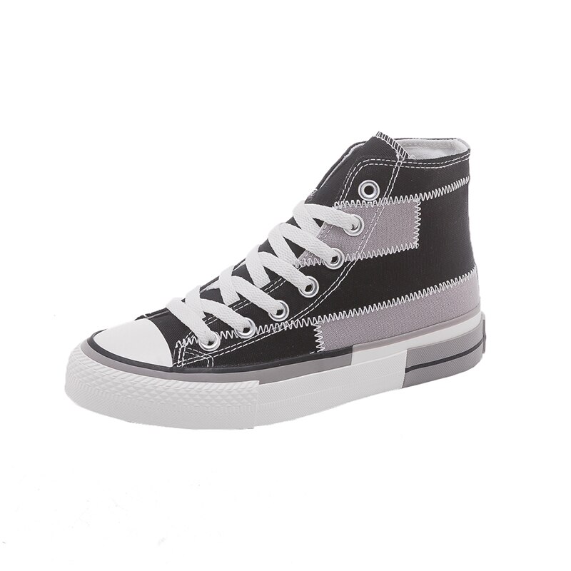Chaussures en toile pour femmes, chaussures montantes, tendance, Patchwork, couleurs mélangées, Style, printemps,