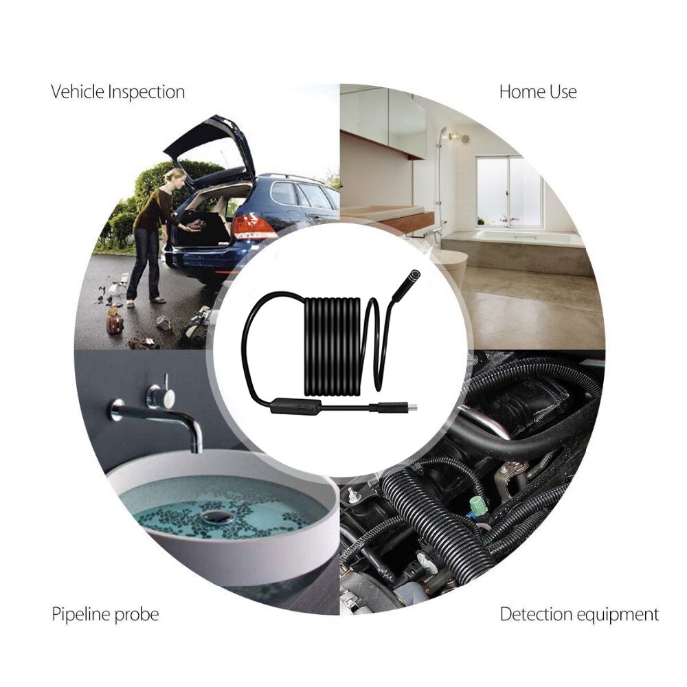 7.0mm Endoscope Camera 1080P HD USB Endoscope with 6 LED 3.5/5/10M Cable Waterproof Inspection Borescope for Android PC