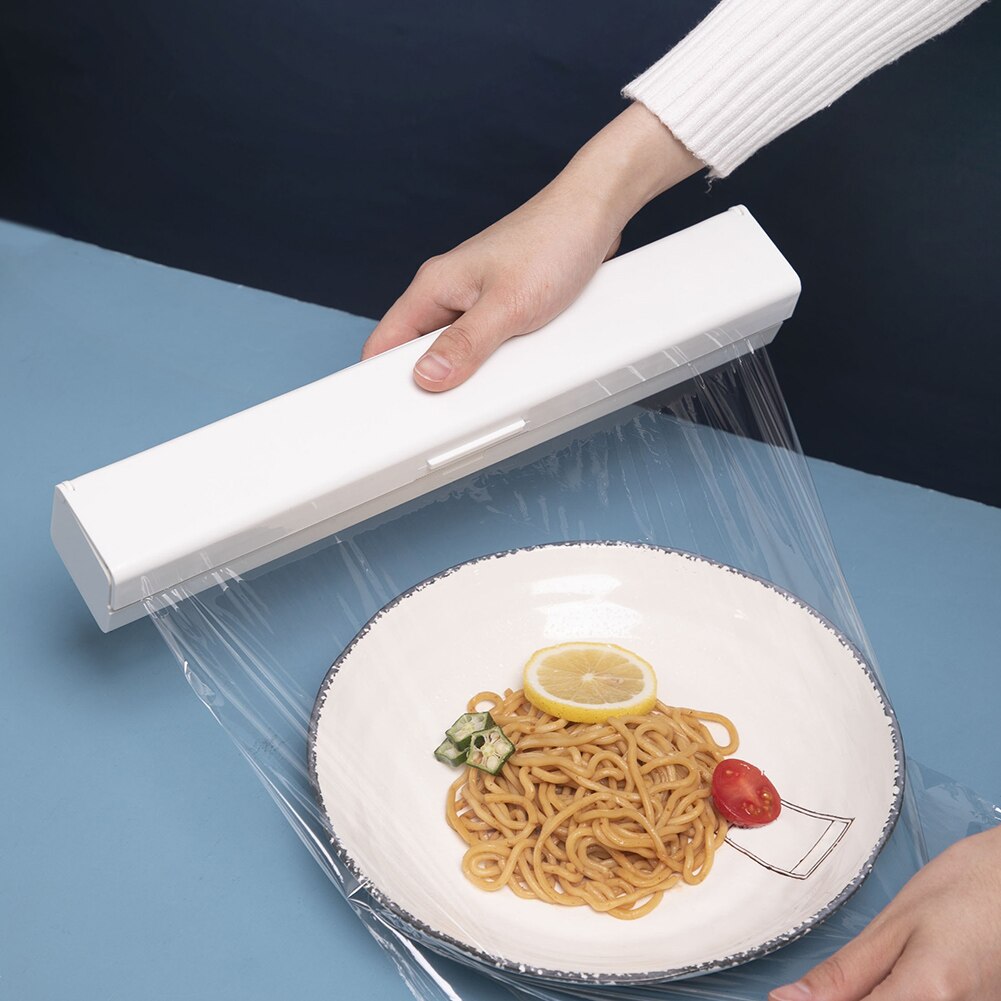 Eco Friendly White Food Wrap Dispenser 32x5x5cm Plastic Cutter Restaurant Cling Film Sealing DIY Home Kitchen