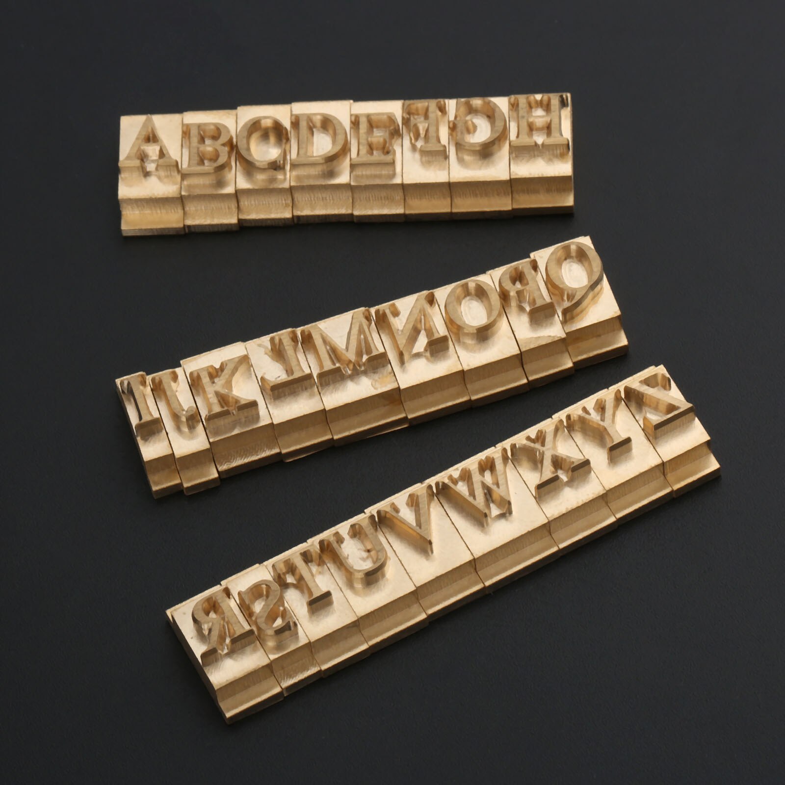 Kit de moldes con letras mayúsculas de latón dorado, para sellos romanos, A-Z, manualidades, estampación de hierro, cuero, madera, pasteles y galletas, 26 Uds.