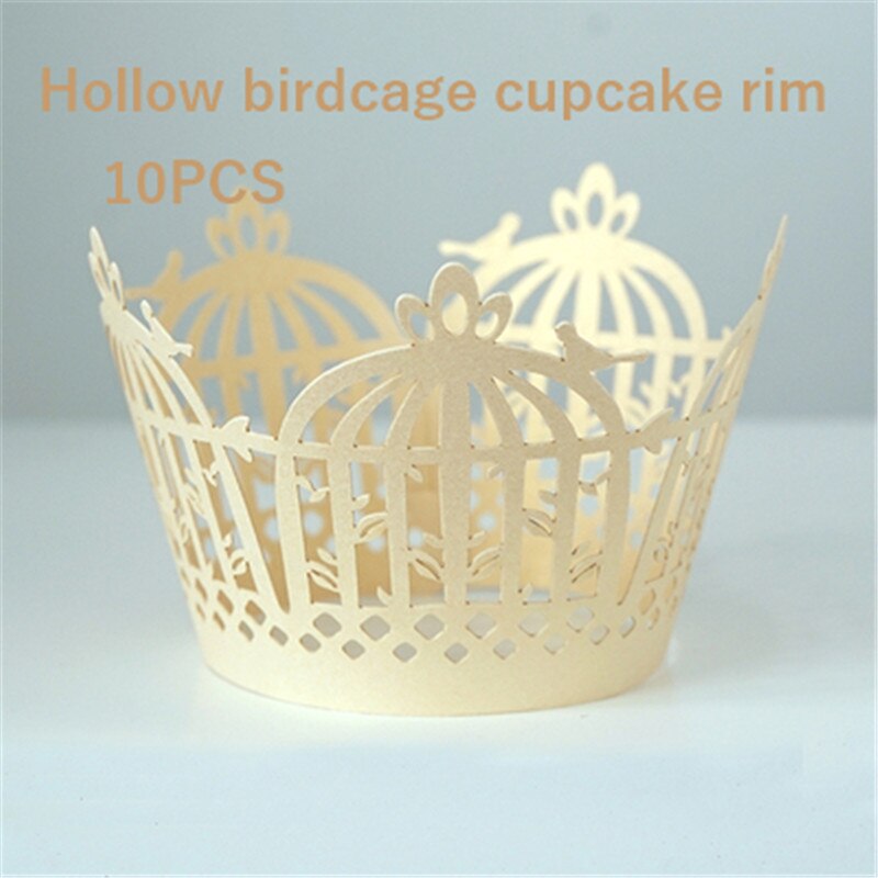 Cup Cake Grens Bos Art Papier Houder Parelmoer Papier Hollow Birdcage Cupcake Grens: 6