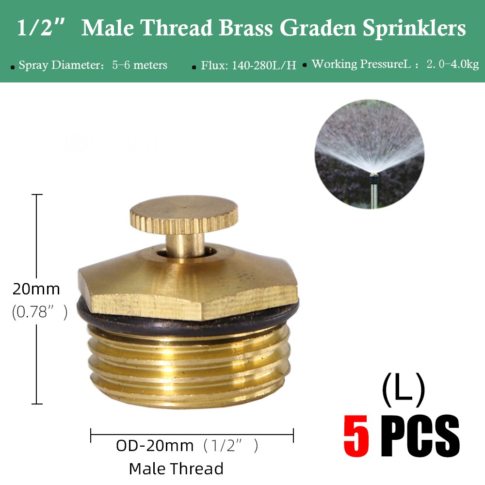 Tripé de aço inoxidável impacto sprinklers kit 360 graus girar bocais pulverizador para 1/2 &quot;mangueira planta agrícola irrigação flor: Lx5PCS