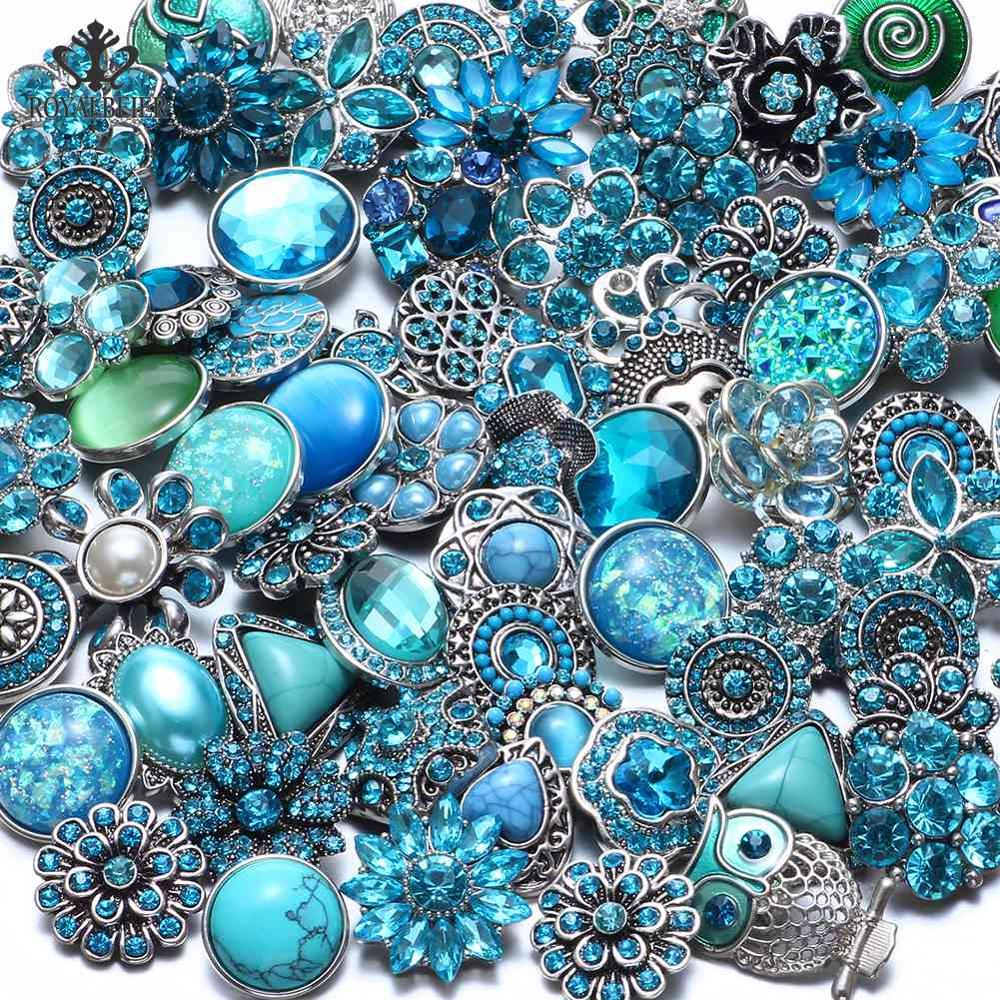 50pcs/lot Mixed metal 18mm snap button jewelry DIY Metal Rhinestone button snaps fit snap button bracelet Jewelry: HM076c