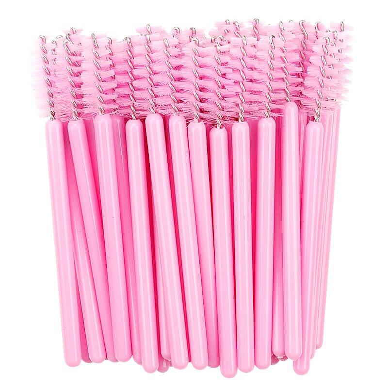 100/50 Mini Wimperborstels Mascara Wands Cosmetica Applicator Microbrush Wenkbrauw Borstel Make-Up Tool Lift Lash Extension Supplies: Khaki / Badger