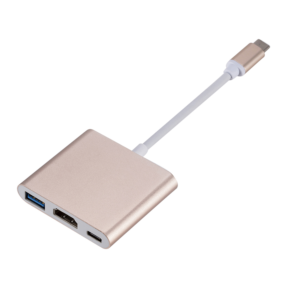 3 w 1 USB C HUB TYPE-C do HDMI Adapter TYPE C Przedłużacz USB 3.0 Konwerter HDMI Adapter do PC Laptop Macbook: czarny