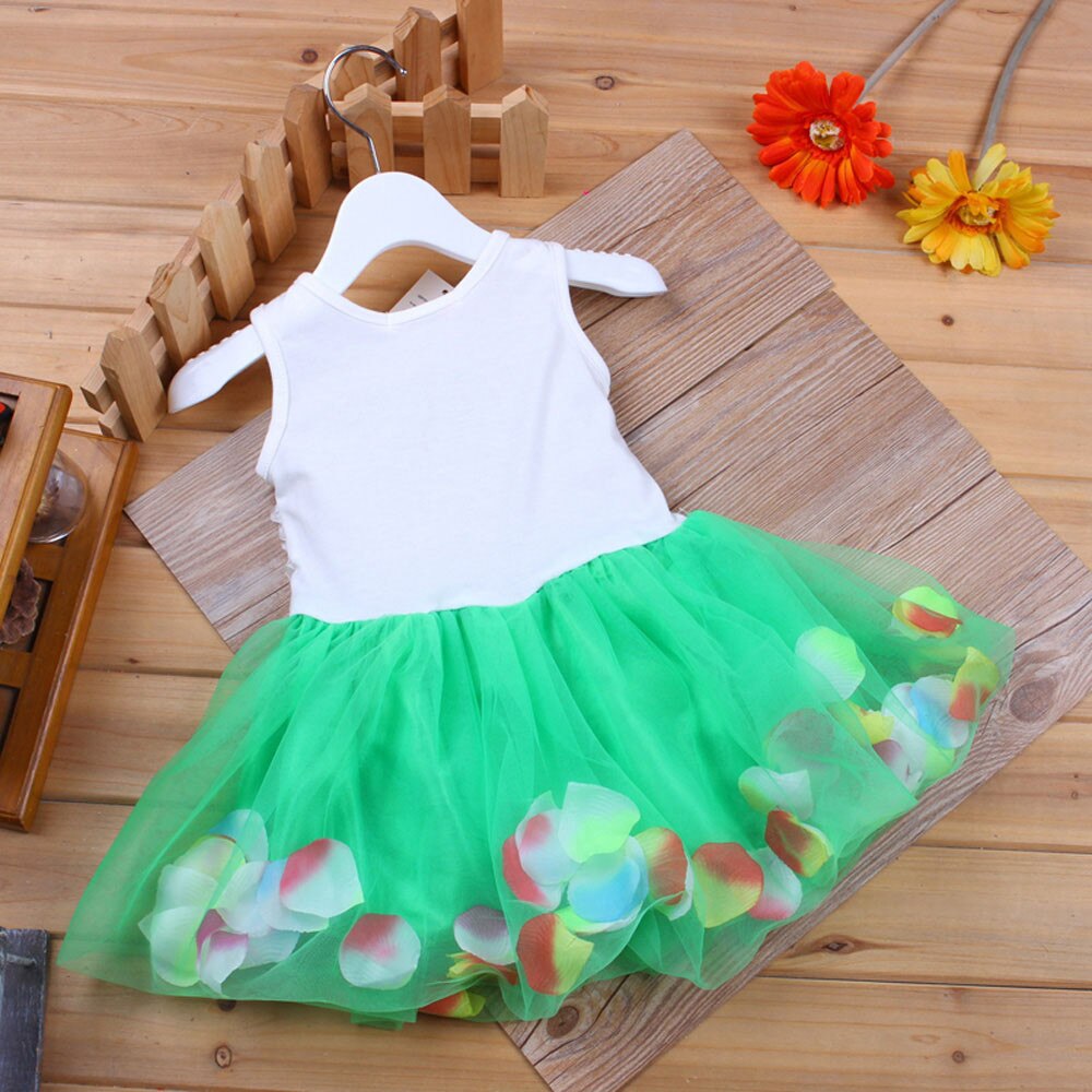 Småbørn spædbørn sløjfe tutu kronblade tyl kjoler baby piger blomster kjole outfits børn kjoler til piger tøj piger kjole pige