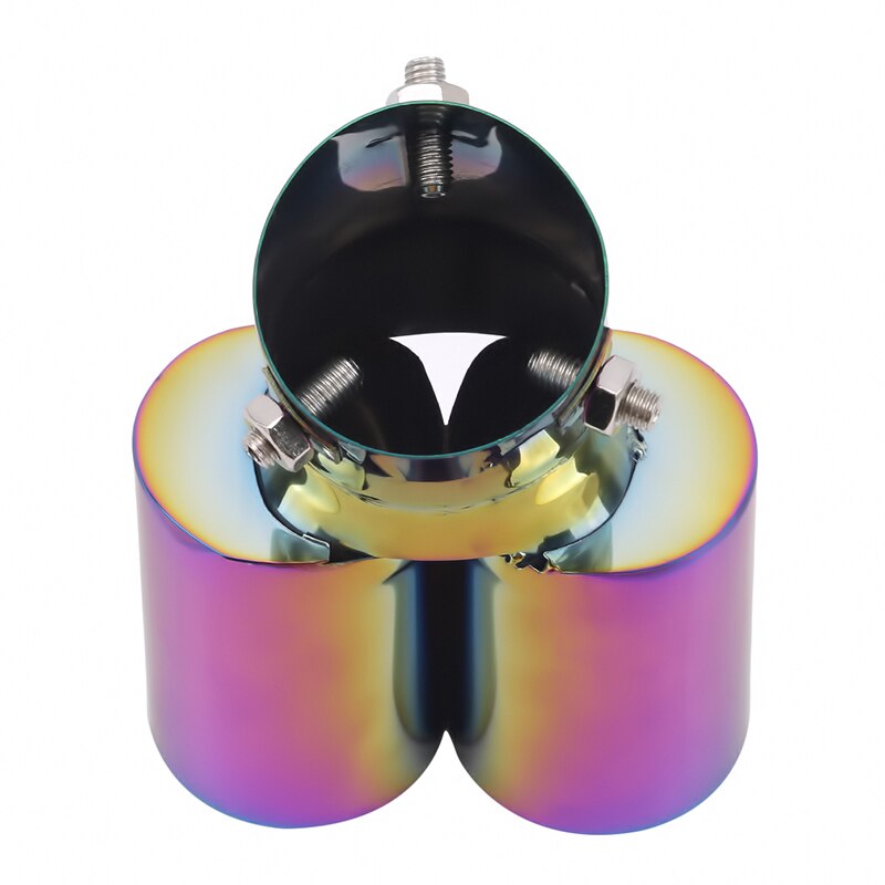 Tubo de escape Universal de acero inoxidable, extremo liso, doble salida, accesorios para coche, 1 unidad