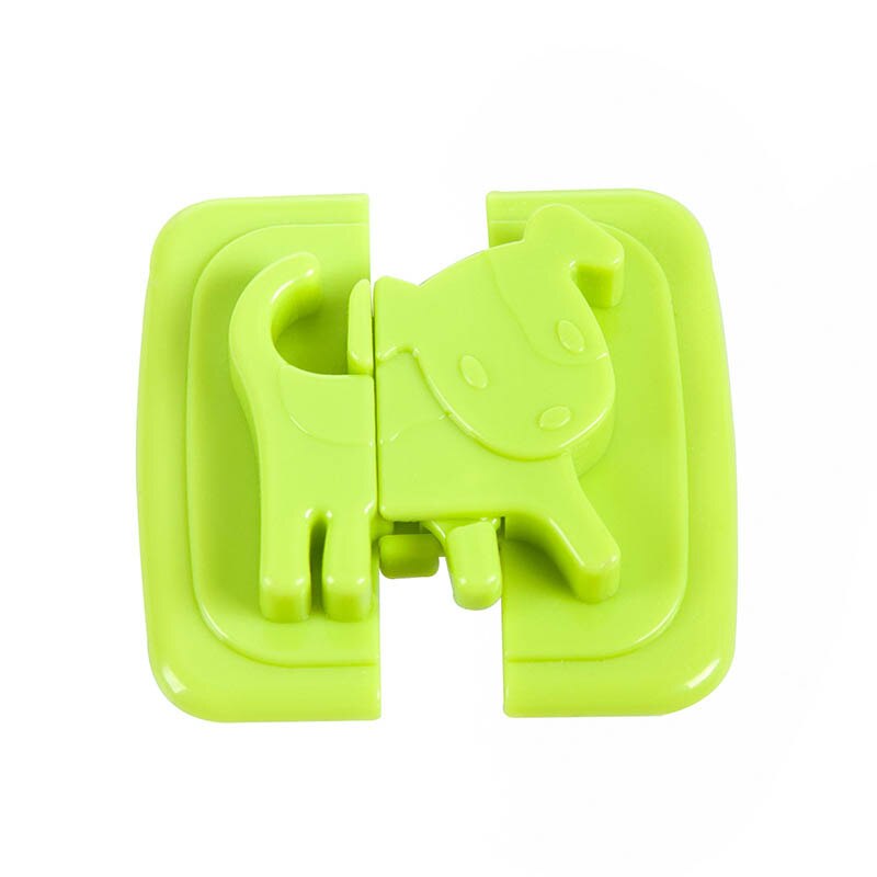Verrou de sécurité en plastique pour enfants et bébés, 1 pièce, multifonction, pour réfrigérateur, toilettes, accessoires de porte d'armoire en forme de chiot: green