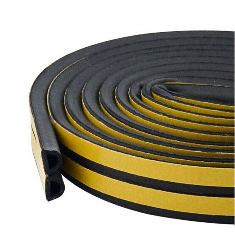 Zelfklevende Epdm Weer Strip Voor Deur Windows Geluiddichte Afdichting Strip Botsingen Kloof Isolatie Schuim Tochtstrip 10M: D type Black / 10m