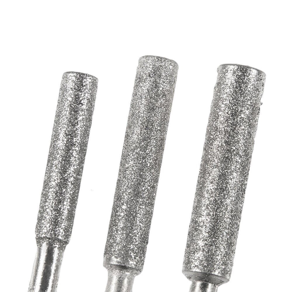 Fresa cilíndrica recubierta de Diamante, de 4mm de motosierra afilador, Lima de piedra, sierra de cadena, afilado, herramientas de molienda para tallado, 5 uds.