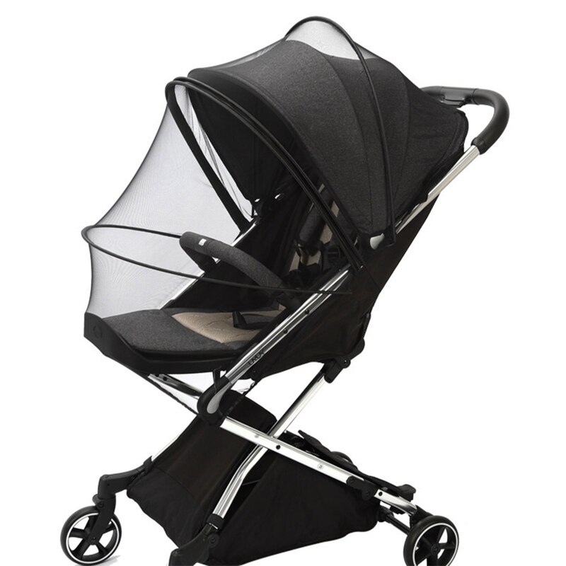 Mosquitera Universal para cochecito de bebé, malla de verano, protección contra insectos voladores, red estirable, red plegable transpirable, QX2D: black