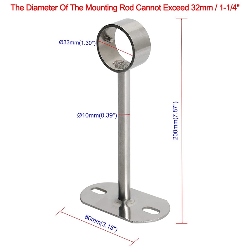 Ceiling-Mount Bracket, Wardrobe Pipe Bracket, Wardrobe Rod Lever Support Holder Pipe Flange Socket 2Pcs