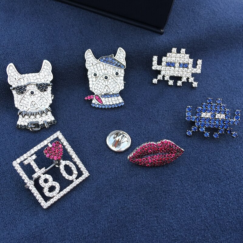 925 Sterling Silver Love 80s Pixel Robot Brooch Cute Brooch Pin for Women Girl Wedding Jewelry