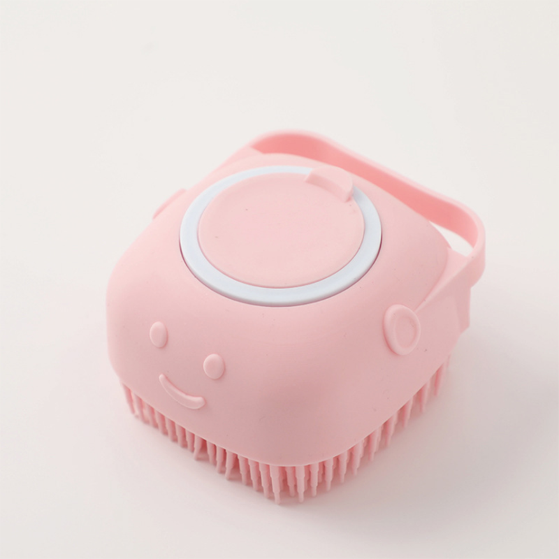 Brosse de bain multifonction en Silicone pour bébé et enfant, peut être installée avec un Gel douche, un shampoing, un masseur pour la peau sans douleur: Rose