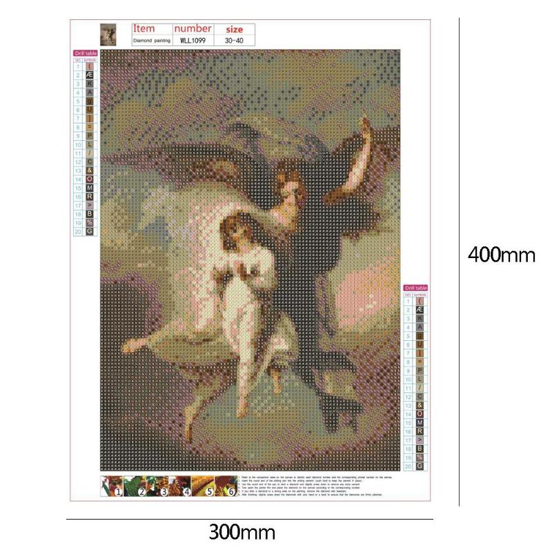5D DIY Full Drill Diamond Painting Guardian Angel Butterfly Cross Stitch Needlework Kit Home Decor Oxidation Resistance 40*30cm