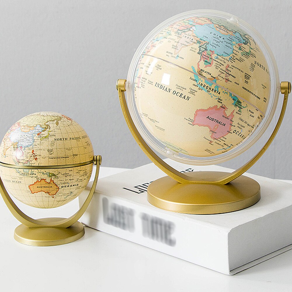 Retroversie wereldbol wereldkaarten draaiende wereldbol student woondecoratie studie bureaudecoratie accessoires