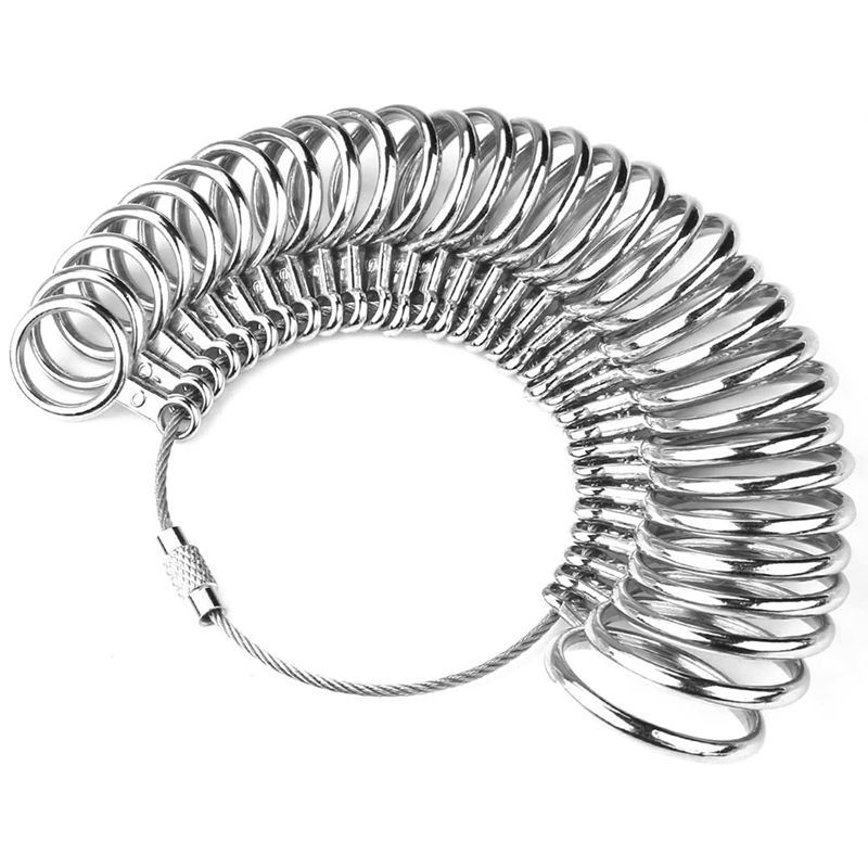 Ring Size Measuring Tool with Metal Ring Mandrel, Ring Gauges Finger Sizer and Rubber Jewelry Hammer for Jewelry Making