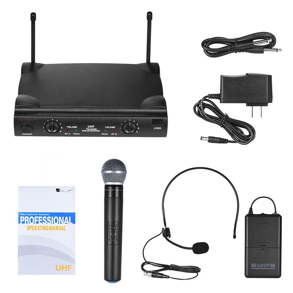 U585A Uhf Draadloze Microfoon Twee Handheld Microfoon Sets Ktv Thuis Draadloze Microfoon Praktische Draagbare Set