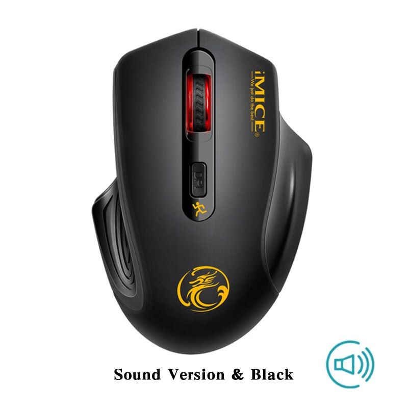 Souris optique sans fil, pour ordinateur de bureau et portable, accessoire ergonomique et silencieux avec récepteur USB 4 boutons 2,4G USB: Sound Black