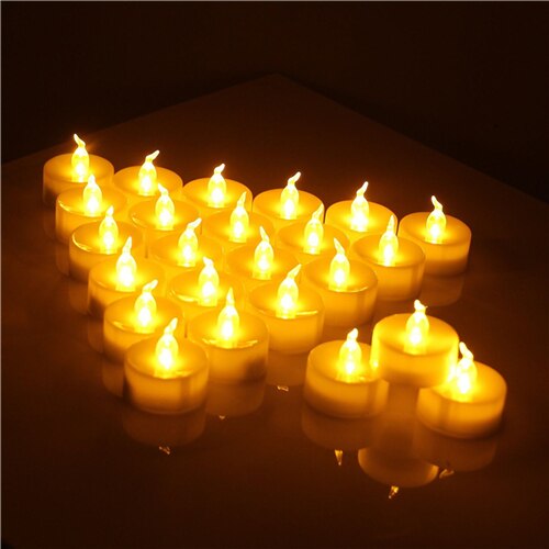 12 pcs Flickering Flameless LED Tea light Flicker Tea Candle Light Party Wedding Candels Safety Home Decoration