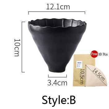 Juego de filtros de café hechos a mano con cafetera de vidrio V60, ollas de café hechas a mano, tetera de café, soporte para gotero: Black Filter Style B