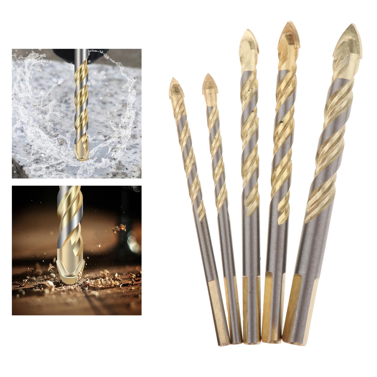 Taladro triangular de 5/7 uds, herramientas triangulares de taladro multiusos: Gold 5PCS